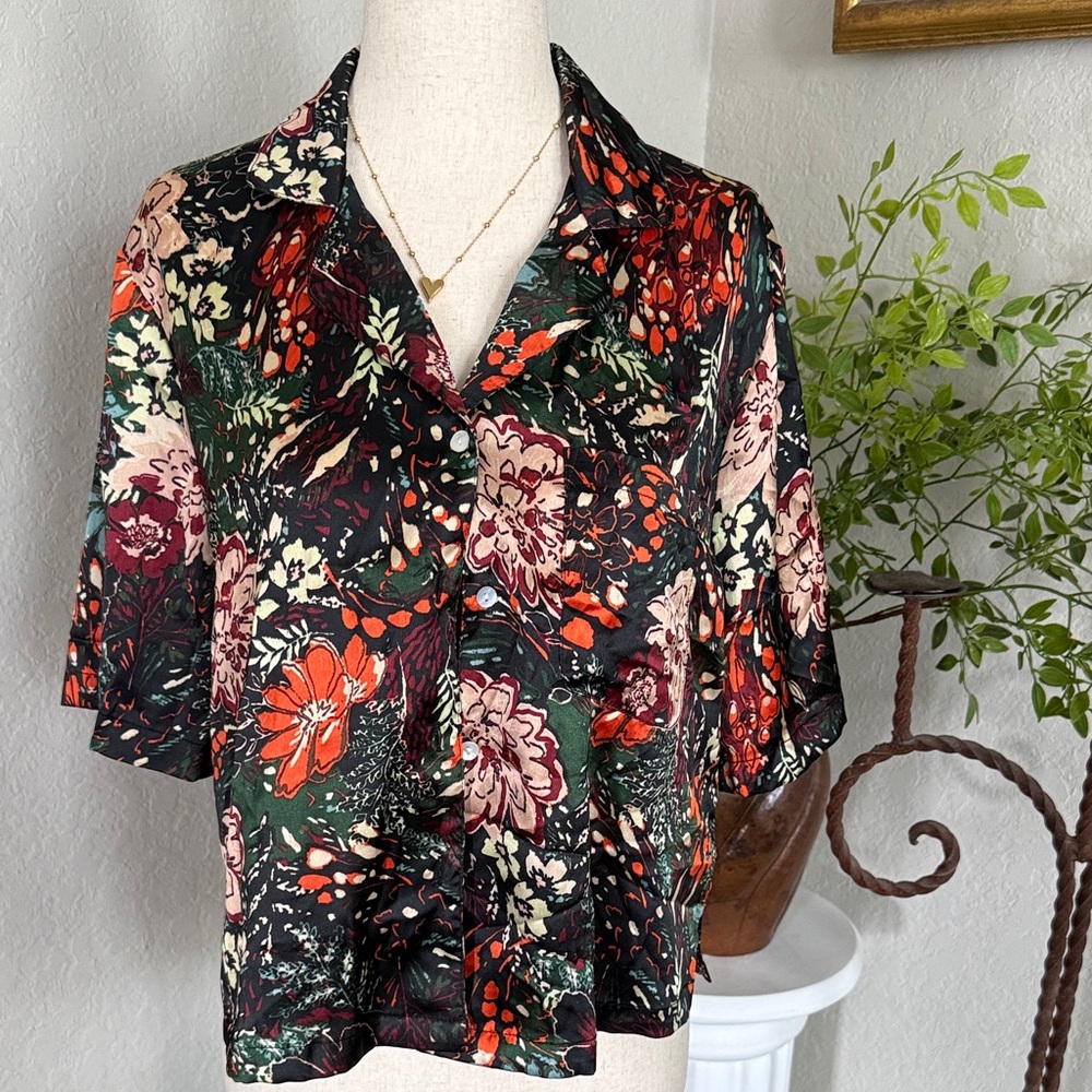 Rachel Zoe Floral Blouse - Black, Red, Cream